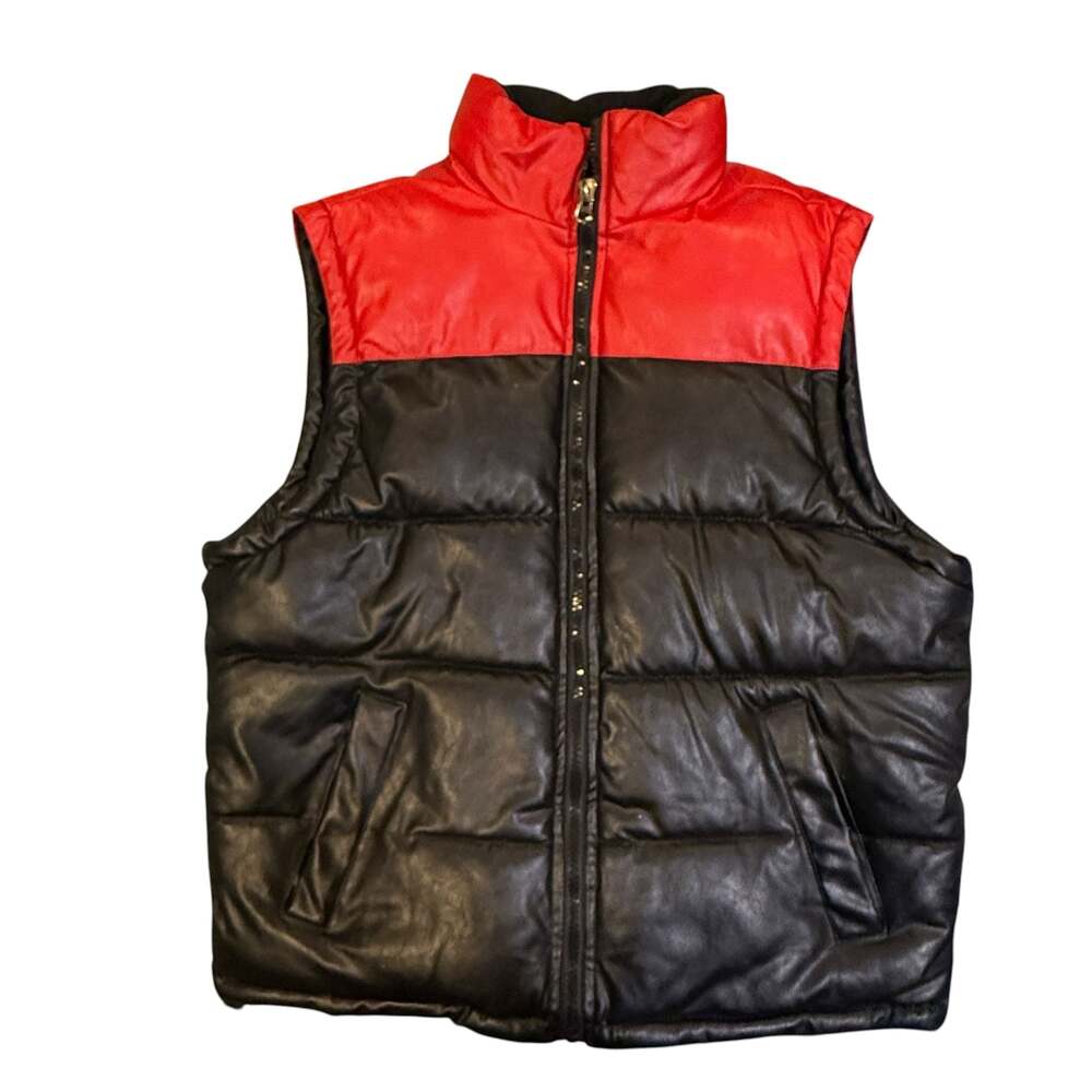 Maxi Milian New York Faux Leather Puffer Vest Size XL